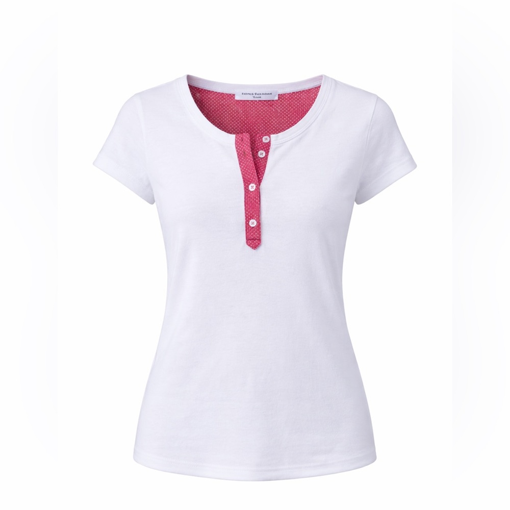 Amina Rubinacci White Henley Top Size 4 IT 40‎ Made in Italy